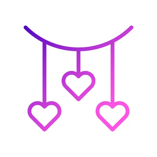 装饰爱情图标梯度紫色粉红风格情人节插图矢量元素和符号完美 — 图库矢量图片