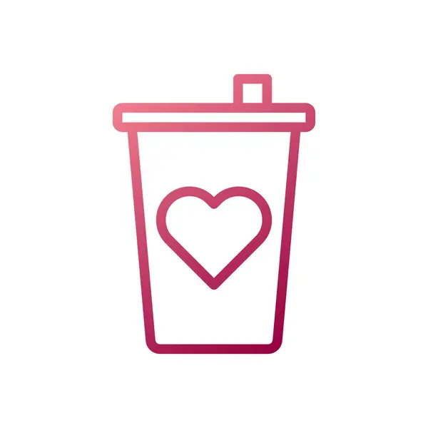 Cup Love Icon Gradient White Red Style Valentine Illustration Vector — Stock Vector
