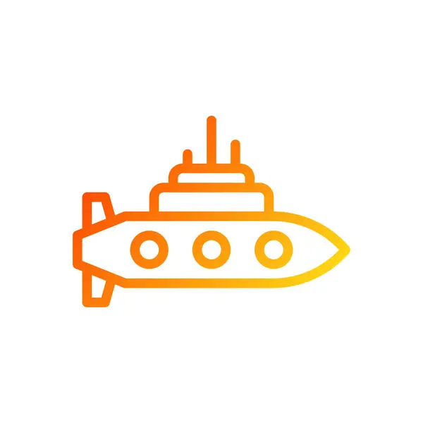 Ubåt Ikon Lutning Röd Gul Färg Militär Vektor Armé Element — Stock vektor