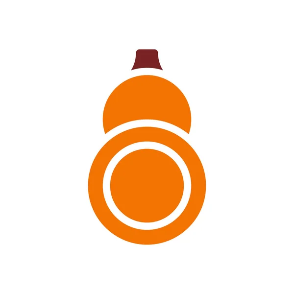 Icono Calabash Sólido Naranja Marrón Color Chino Nuevo Elemento Vector — Vector de stock
