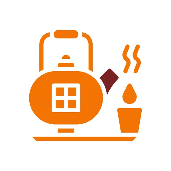Teekanne Symbol Solide Orange Braun Farbe Chinesische Neujahr Vektorelement Und — Stockvektor
