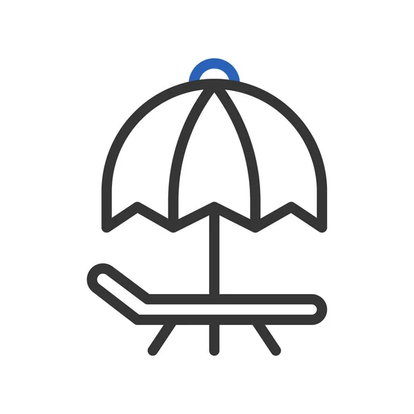 Paraply Ikon Duocolor Blå Grå Sommar Strand Illustration Vektor Element — Stock vektor
