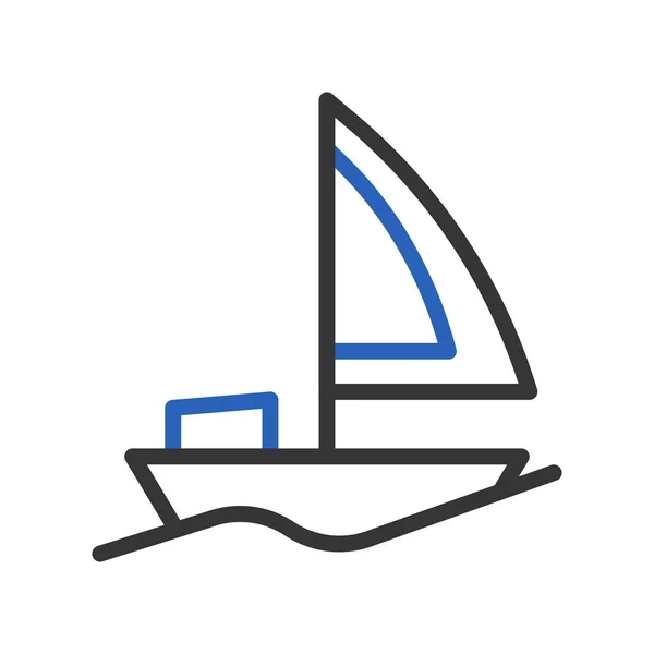 Иконка Лодки Голубой Серо Серый Летний Пляж Иллюстрации Векторный Элемент — стоковый вектор