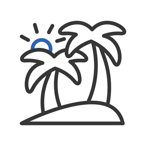 Insel Symbol Duocolor Blau Grau Sommer Strand Illustration Vektorelement Und — Stockvektor