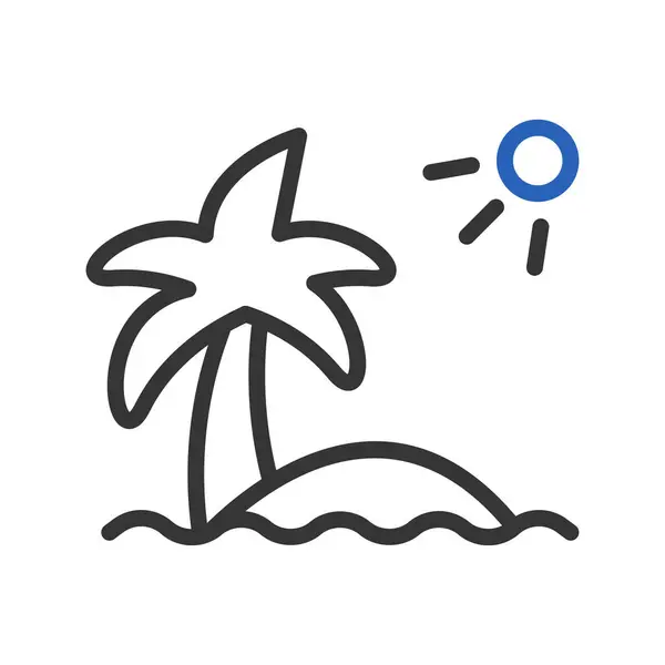 Ícone Ilha Duocolor Azul Cinza Verão Praia Ilustração Vetor Elemento — Vetor de Stock