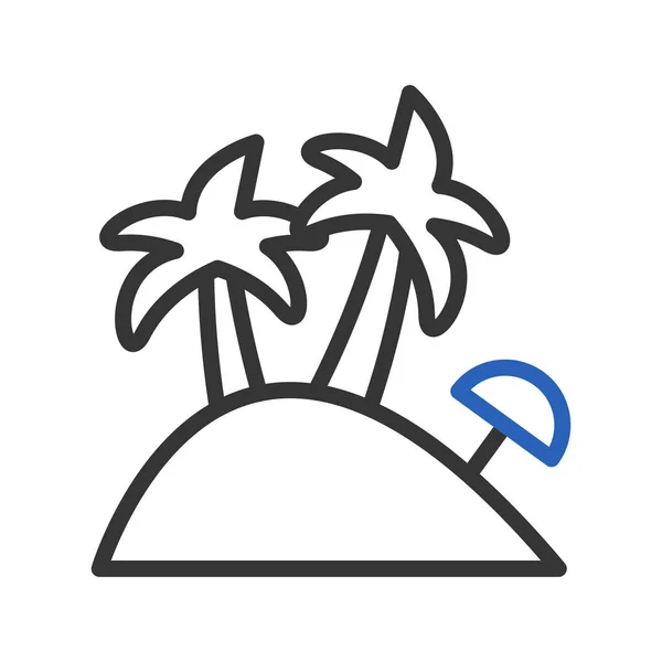 Île Icône Duocolor Bleu Gris Été Plage Illustration Vecteur Élément — Image vectorielle