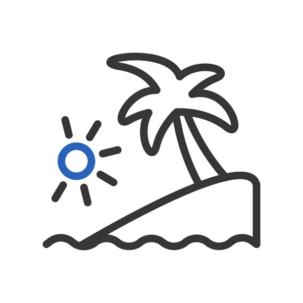 Ícone Ilha Duocolor Azul Cinza Verão Praia Ilustração Vetor Elemento —  Vetores de Stock