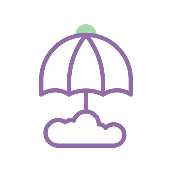 Parapluie Icône Duotone Violet Vert Été Plage Illustration Vecteur Élément — Image vectorielle