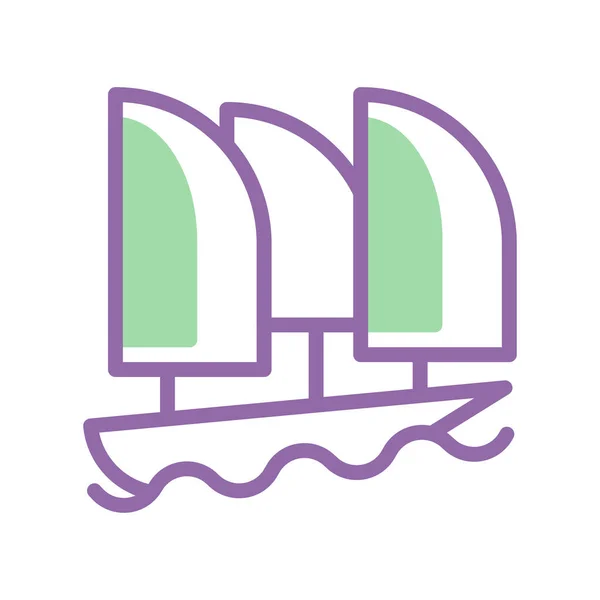 ボートアイコン デュオトーン 紫色の緑の夏のビーチ イラスト ベクター要素とシンボル完璧 — ストックベクタ