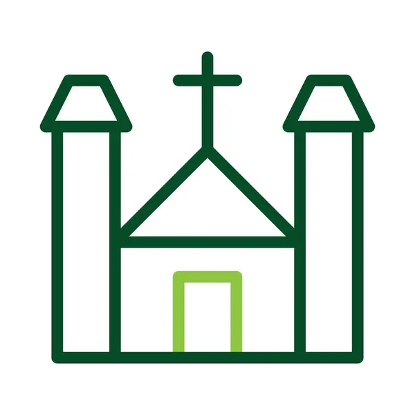 Katedrális Ikon Duocolor Zöld Szín Húsvét Illusztráció Vektor Elem Szimbólum — Stock Vector