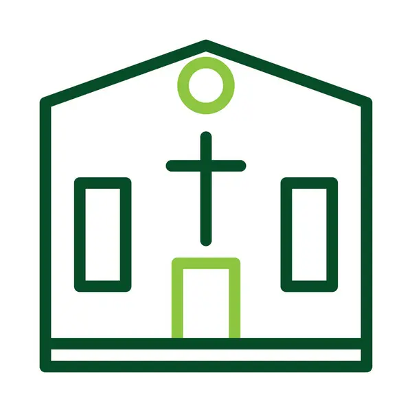 大聖堂のアイコンデュオコロールグリーンカラーイースターイラスト素材とシンボル完璧 — ストックベクタ