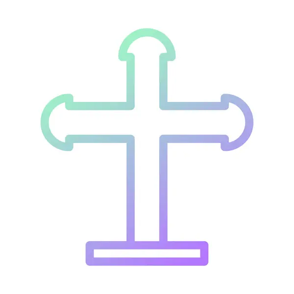 Salib Icono Gradiente Verde Púrpura Color Pascua Ilustración Vector Elemento — Vector de stock