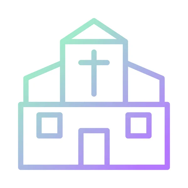 大聖堂アイコングラデーショングラデーショングリーンパープルカラーイースターイラストエレメントとシンボル完璧 — ストックベクタ