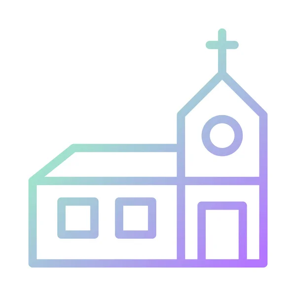 Cattedrale Icona Gradiente Verde Viola Colore Pasqua Illustrazione Elemento Vettoriale — Vettoriale Stock