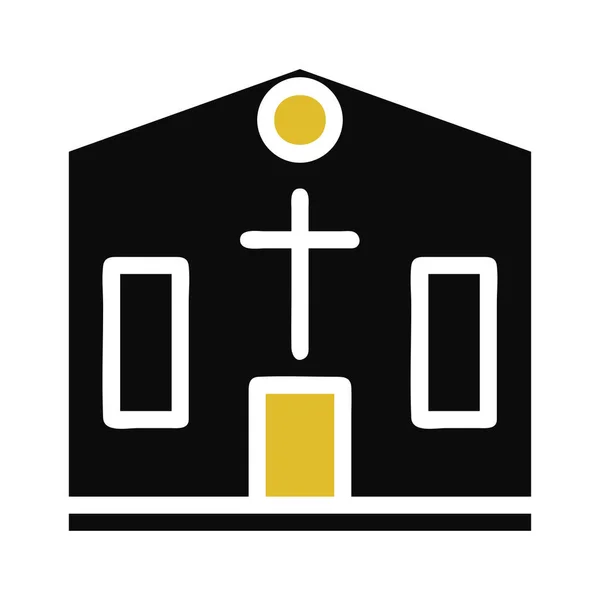Katedralen Ikonen Fast Grå Orange Färg Påsk Illustration Vektor Element — Stock vektor