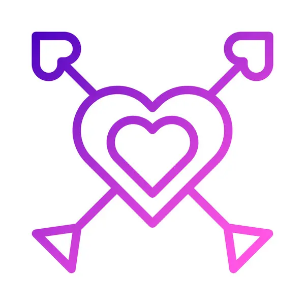 Arrow Love Icon Gradient Purple Pink Style Valentine Illustration Vector — Stock Vector