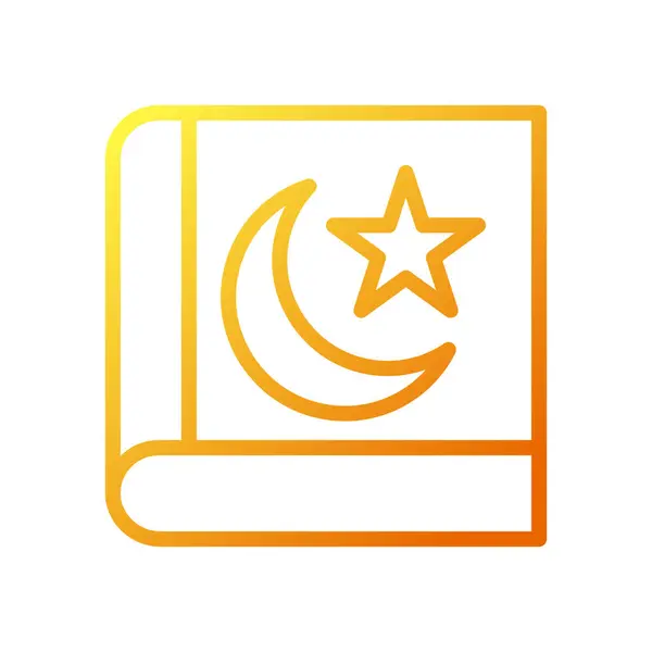 Quran Icon Gradient Yellow Orange Colour Ramadan Illustration Vector Element — Stock Vector