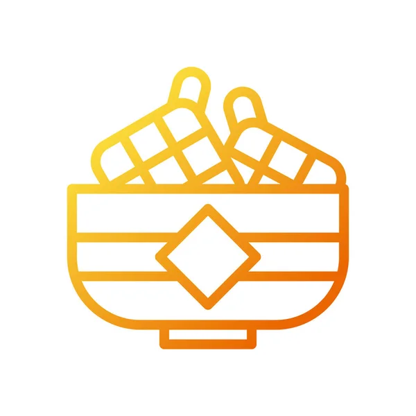 Ketupat Ícone Gradiente Amarelo Laranja Cor Ramadan Ilustração Vetor Elemento — Vetor de Stock