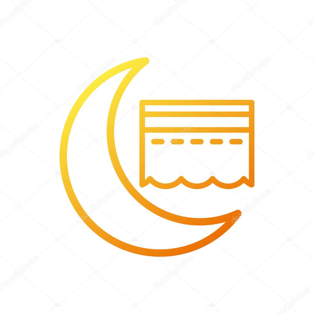 Kaaba icon gradient yellow orange colour ramadan illustration vector element and symbol perfect.