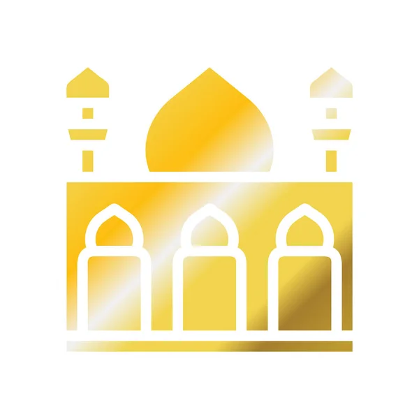 Мечеть Значок Твердый Градиент Золотой Цвет Рамадан Иллюстрации Векторный Элемент — стоковый вектор