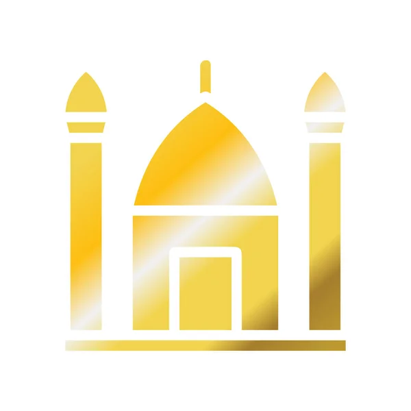 Mešita Ikona Solidní Gradient Zlatá Barva Ramadán Ilustrační Vektorový Prvek — Stockový vektor