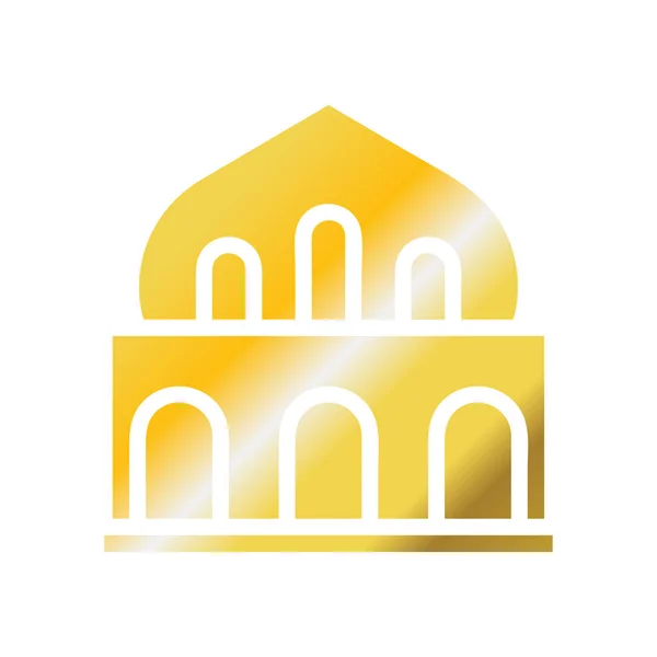 Мечеть Значок Твердый Градиент Золотой Цвет Рамадан Иллюстрации Векторный Элемент — стоковый вектор
