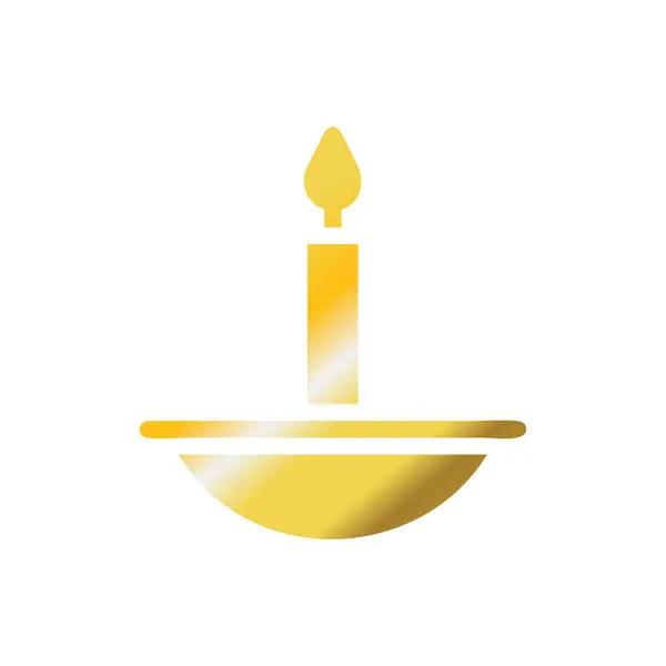 Candle Icon Solid Gradient Golden Colour Ramadan Illustration Vector Element — Stock Vector