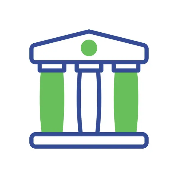 Банківська Ікона Дует Зелено Синій Бізнес Ілюстрація Векторний Елемент Символ — стоковий вектор