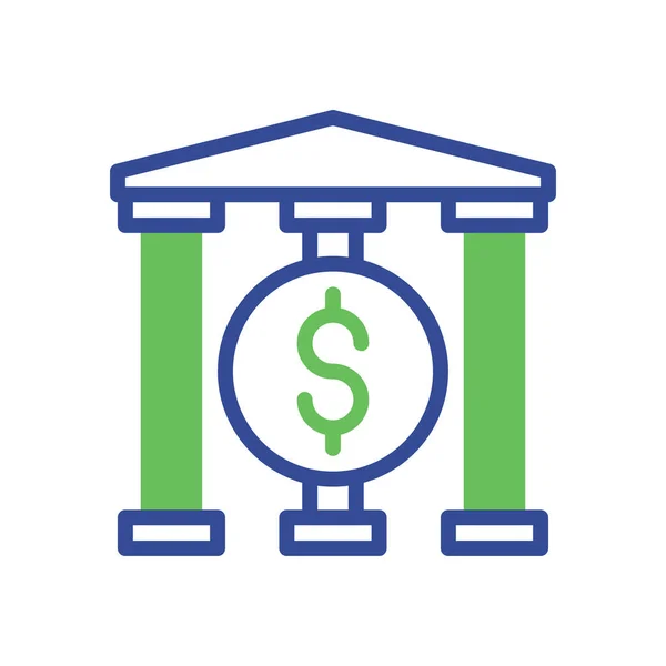 Icona Bancaria Duotone Verde Blu Business Illustrazione Elemento Vettoriale Simbolo — Vettoriale Stock