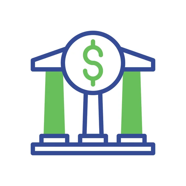 Icono Banca Duotone Verde Azul Negocio Ilustración Vector Elemento Símbolo — Vector de stock