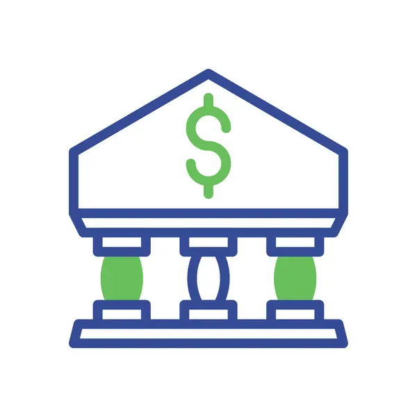银行业图标双头绿色蓝色商业插图矢量元素和符号完美 — 图库矢量图片