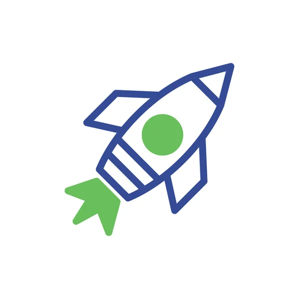 Rocket Pictogram Duotone Groen Blauw Business Illustratie Vector Element Symbool — Stockvector