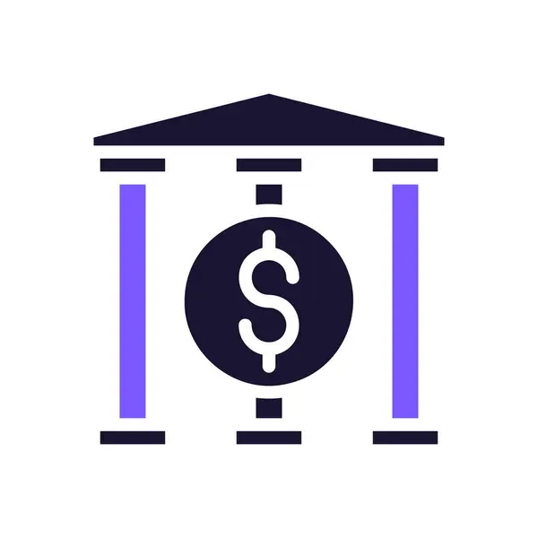 Банковский Значок Сплошной Фиолетовый Черный Иллюстрационный Векторный Элемент Символ Идеально — стоковый вектор