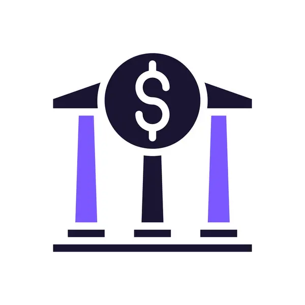 银行图标固体紫色黑色插图矢量元素和符号完美 — 图库矢量图片