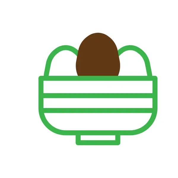 Kbelík Vejce Ikona Duotone Zelená Hnědá Barva Velikonoční Ilustrační Vektorový — Stockový vektor