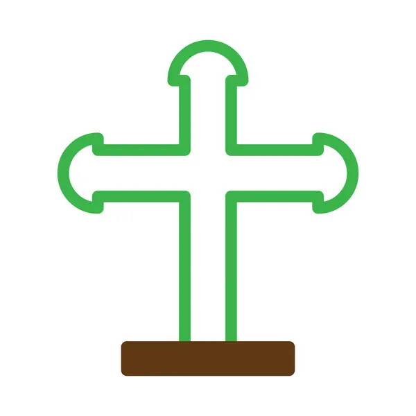 Salib Icon Duotone Green Brown Colour Easter Illustration Vector Element — Stock Vector