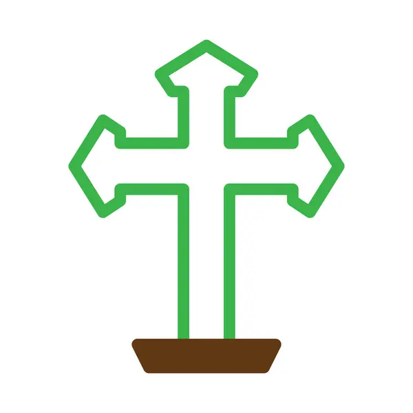 Salib Εικονίδιο Duotone Πράσινο Καφέ Χρώμα Easter Εικονογράφηση Διάνυσμα Στοιχείο — Διανυσματικό Αρχείο