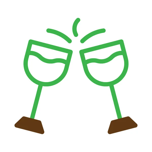 Скляна Винна Ікона Дует Зелено Коричневого Кольору Великодня Ілюстрація Векторний — стоковий вектор