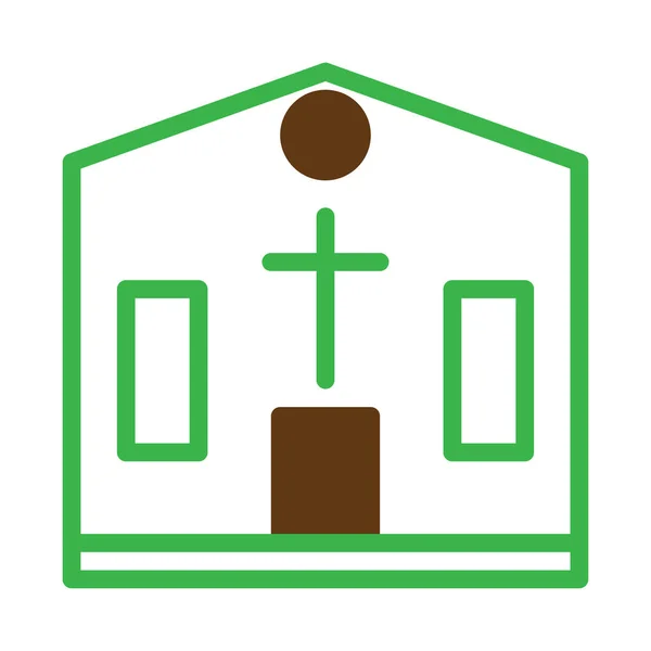 大聖堂のアイコンデュオトーン緑色の茶色のイースターイラストエレメントとシンボル完璧 — ストックベクタ