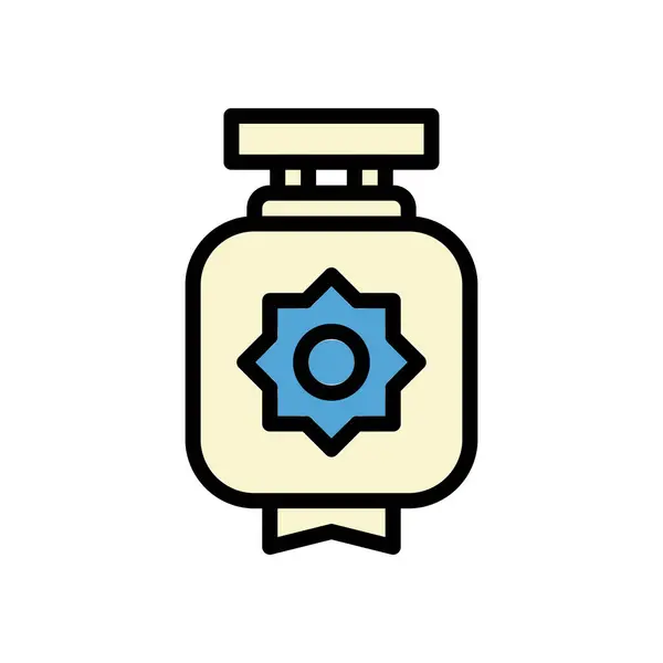Lanterne Icône Couleur Contour Bleu Crème Couleur Chinois Nouvel Élément — Image vectorielle