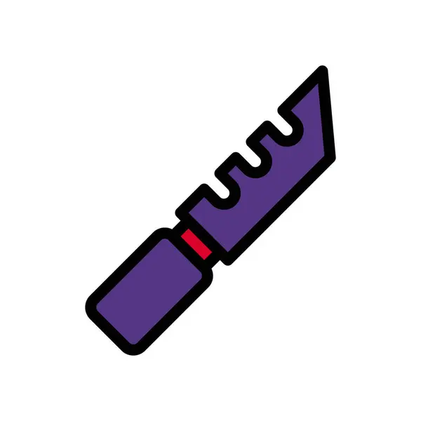 刀图标彩色轮廓红紫色军用矢量元素和符号完美 — 图库矢量图片