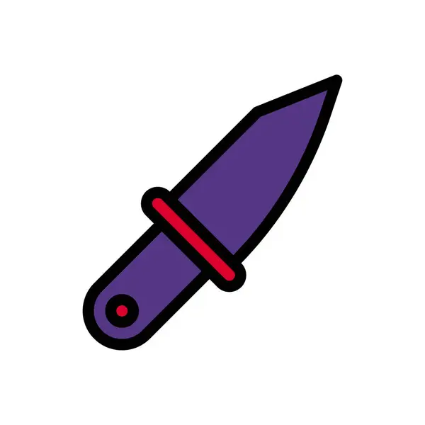 Ikona Nože Barevný Obrys Červená Fialová Barva Vojenský Vektor Armádní — Stockový vektor