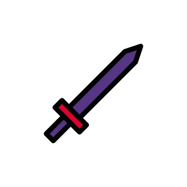 Меч Иконка Цвета Очертания Красный Фиолетовый Цвет Военного Векторного Армейского — стоковый вектор
