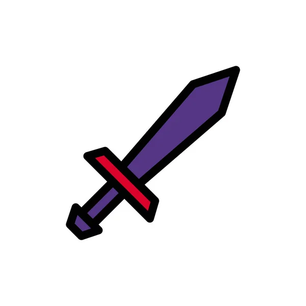 剑图标彩色轮廓红紫色军用矢量元素和符号完美 — 图库矢量图片