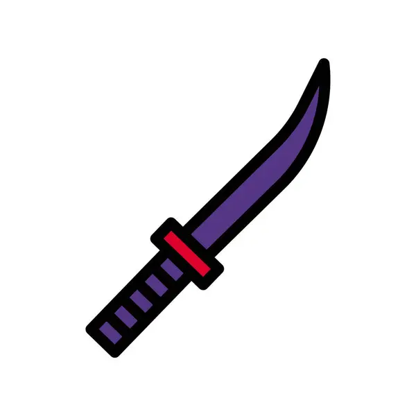 Icono Espada Esbozo Color Rojo Púrpura Vector Militar Elemento Del — Vector de stock