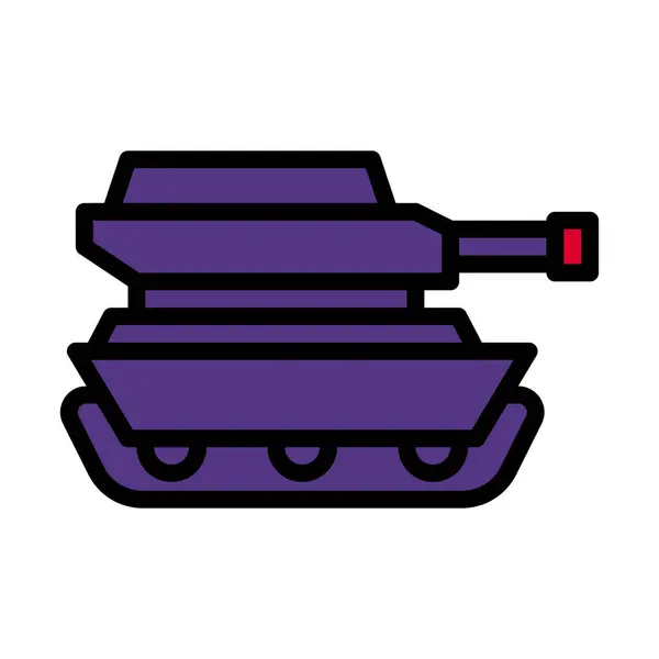 Ikona Nádrže Barevný Obrys Červená Fialová Barva Vojenský Vektor Armádní — Stockový vektor