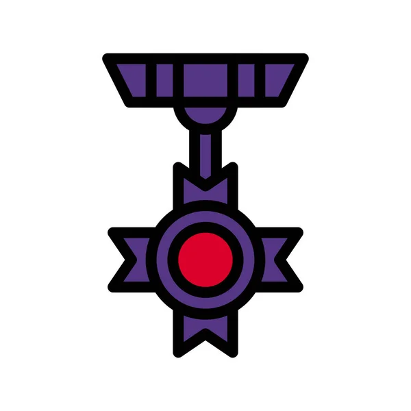 Icono Medalla Color Rojo Contorno Púrpura Vector Militar Elemento Del — Vector de stock