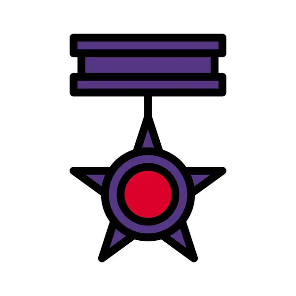 Медальна Ікона Кольорові Контури Червоно Фіолетового Кольору Військовий Вектор Армії — стоковий вектор