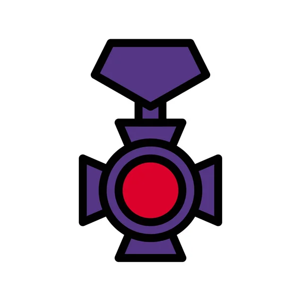 Ícone Medalha Colorido Contorno Vermelho Roxo Cor Militar Vetor Elemento — Vetor de Stock