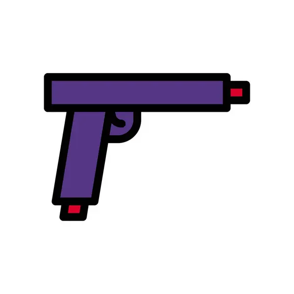 枪支图标彩色轮廓红色紫色军用矢量元素和符号完美 — 图库矢量图片